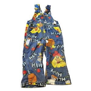 Vintage Liberty Hee Haw Denim Overalls Bibs Shorts 2T Made In USA 1970s 70s